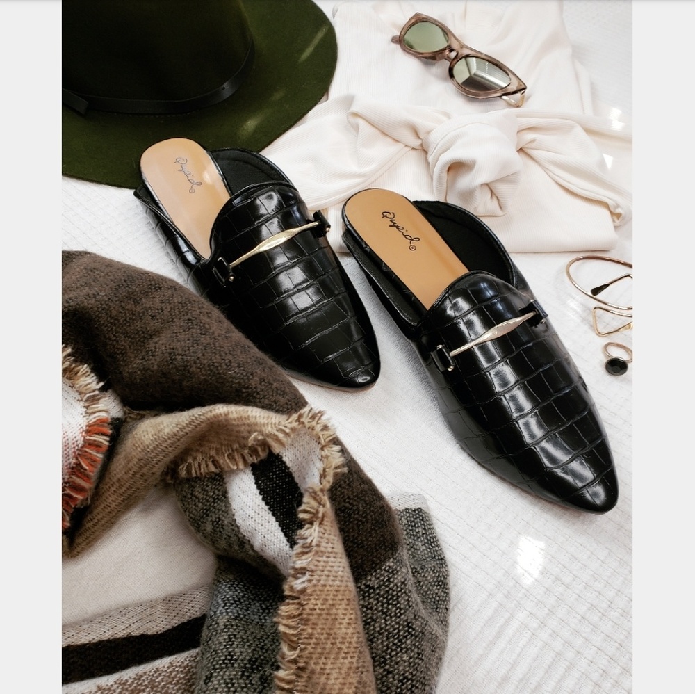 Price firm!The April// black croc print mule flat - Picture 4 of 8